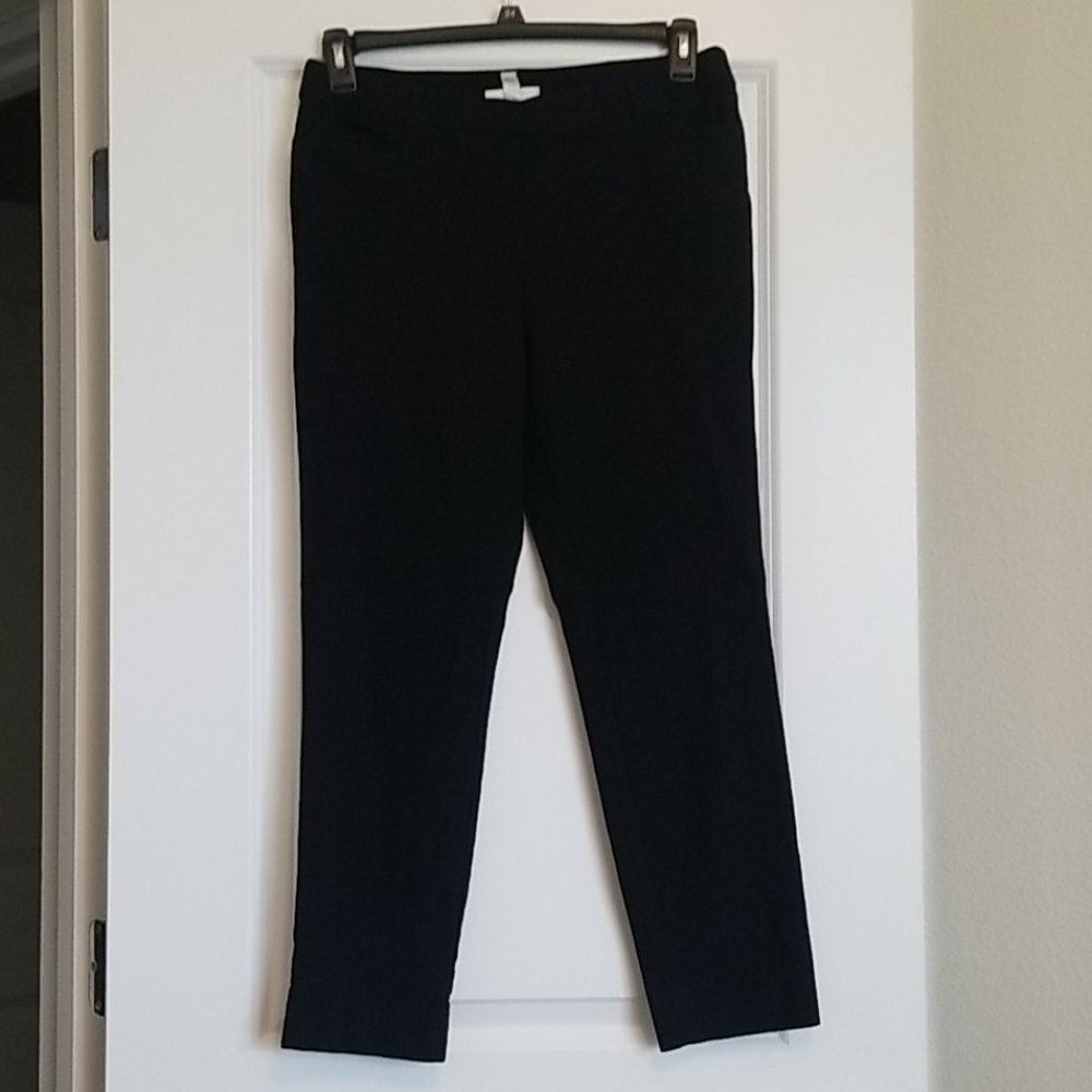 Black cropped dress pants, elastic waist